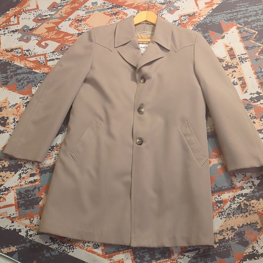 Vintage Grais Jacket Mens 38 Trench Coat Faux Fur Lined Long All Weather Adult